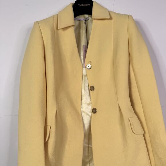 Emilia Wickstead Butter Yellow Wool Crepe Aiden Jacket Size UK 8 US 4 Retro NWT - Picture 11 of 14